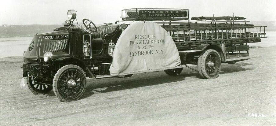 Image 1 - Lynbrook NY Mack AC Bulldog Ladder Truck 8x10 B&amp;W Fire Apparatus Photo